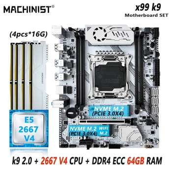 Комплект материнской платы MACHINIST K9 2.0 X99 LGA 2011-3 Kit Xeon E5 2667 V4 CPU 64 ГБ (4*16G) оперативной памяти DDR4 ECC NVME 2.0 M-ATX