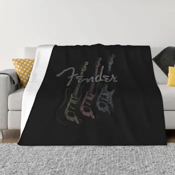 Одеяла с логотипом Fender с тройным ладом, бархатная осенне-зимняя гитара, портативные ультрамягкие одеяла для кровати, автомобильное одеяло