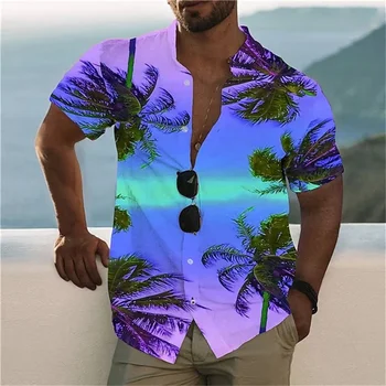 Летняя крутая мужская рубашка 2023 года с ограниченным тиражом, модная мужская рубашка с рисунком кокосовой пальмы на улице моды, 6xl, оверсайз, свободный комфорт