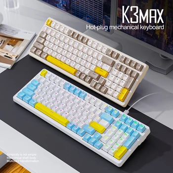 Механическая клавиатура K98 K68 K3Max RU RU Клавиатура 100Keys с возможностью горячей замены структуры прокладки Игровая механическая клавиатура