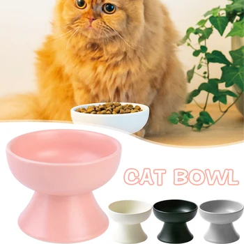 Керамическая миска для кошек, приподнятые миски для собак, корм для кошек, поилка, аксессуары для домашних животных