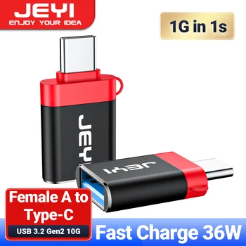 Адаптер JEYI USB 3.2 to Type C OTG 10G, Конвертер Быстрой зарядки 36 Вт Type C в USB 3.2, Разъем C в C с поддержкой 40 Гбит / с Thunderbolt 3
