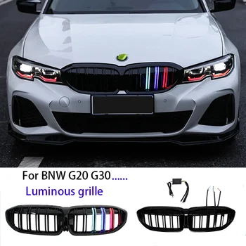Для BMW G20 G30 Решетка Переднего Бампера Автомобиля Со Светодиодной подсветкой G28 G38 Решетка Радиатора 2019-2023 Почки Капота Двойная Решетка Решетки Автоаксессуары