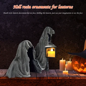 Декор безликой ведьмы на Хэллоуин с фонарем, скульптура Посланника ада, тематика фестиваля поделок из смолы для домашней вечеринки