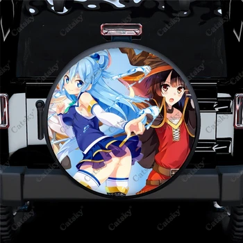 Японское аниме Blue Girl KONOSUBA Автомобильная Крышка Запасного колеса Протектор Колеса Всепогодный Универсальный Чехол для шин Украшение Запасного колеса