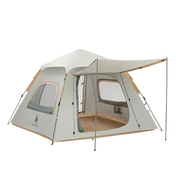 Hui Lingyang Квадратная форма для 3-4 человек, полностью автоматическая быстрораскрывающаяся палатка, Двухслойный непромокаемый семейный кемпинг на открытом воздухе, утолщенный