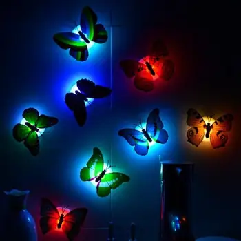 Меняющий цвет светодиодный ночник с милой бабочкой, настенный декор в домашней комнате, рабочий стол