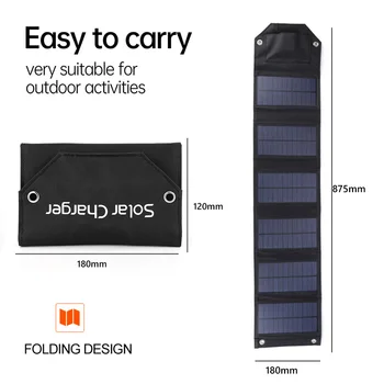 Зарядное устройство для солнечной панели мощностью 12 Вт, поликремниевое ламинирование ПЭТ, 6-кратная портативная солнечная зарядная панель, легкая для туризма, кемпинга, пеших прогулок