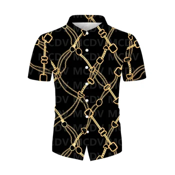Мужская повседневная гавайская рубашка с 3D принтом в стиле ретро класса люкс и художественным рисунком