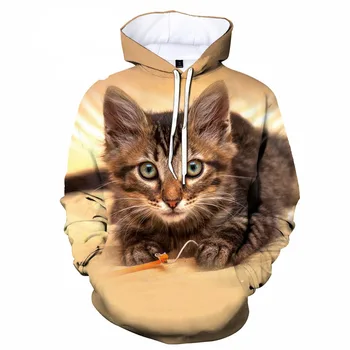 Новейшая толстовка с 3D принтом Cute funny Cat Повседневная Мужская Женская Уличная одежда с капюшоном с изображением животного Кота Пуловеры Harajuku Fashion y2k Clothing