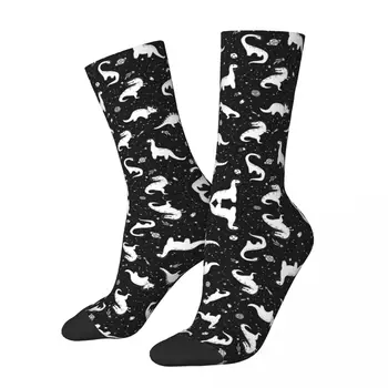 Носки с космическими динозаврами Harajuku, супер Мягкие чулки, всесезонные носки, аксессуары для мужчин, подарок женщине на день рождения