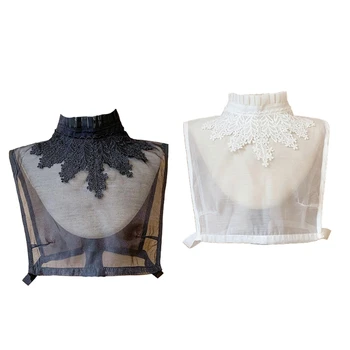 Женская блузка из прозрачной органзы с искусственным воротником, кружевная рубашка с оборками, прямая поставка