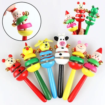 Новая детская погремушка, красочная радужная ручная колокольчик, деревянная ударная музыкальная игрушка для детской игры KTV Party.
