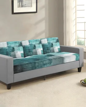 Картина маслом Абстрактный геометрический Зеленый чехол для подушки сиденья Протектор дивана Растягивающийся Съемный чехол для дивана Эластичные чехлы