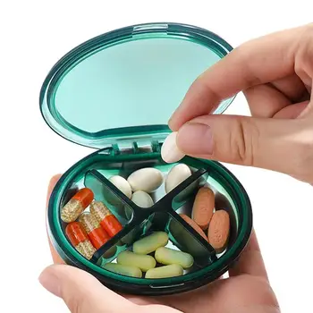 Коробка-органайзер для таблеток для путешествий, коробка для хранения жира из печени трески, 4 отделения, контейнер для таблеток для путешествий, дозатор таблеток, держатель для витаминов, контейнер