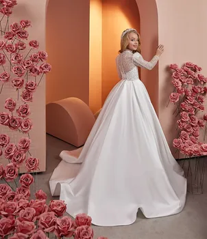 Роскошное белое индивидуальное платье с цветочным узором для девочек, детское свадебное платье принцессы, платье для первого причастия для особого дня, праздничное платье