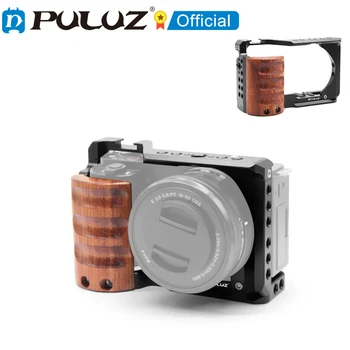 PULUZ для камеры Sony ZV-E10 с деревянной ручкой и металлическим каркасом для камеры.