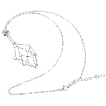 Ожерелье Пустой держатель для камней Хрустальная клетка Металлические кронштейны Шнур Веревочные подвески Сетчатая сумка