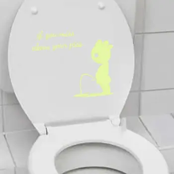 Наклейки для туалета с рисунком мультяшного персонажа, светящаяся наклейка, забавная настенная художественная наклейка для украшения ванной комнаты
