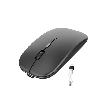 Беспроводная мышь с возможностью подзарядки, Сверхшумная оптическая мышь 2,4 G с USB и приемником Type-C, для ноутбука MacBook (черный)