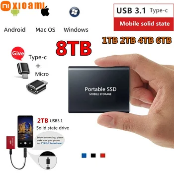 Внешний жесткий диск Mini SSD 8 ТБ, 6 ТБ, 4 ТБ, 2 ТБ, 1 ТБ для мобильных твердотельных ноутбуков