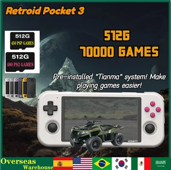 Портативная игровая консоль Retroidpocket 3 RP3 с 4,7 Дюймовым Сенсорным экраном HD Подарки для детей Android 11 Шести цветов 512G 70000 Игр PSP