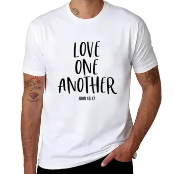 Новая футболка с христианской цитатой Love One Another, футболки оверсайз, футболки для мальчиков, простые футболки, мужская одежда
