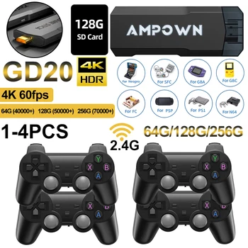 1-4ШТ Игровая Приставка GD20 с низкой задержкой 64G/128G/256G 4K Game Stick HDMI-Совместима с двумя беспроводными контроллерами 2.4G