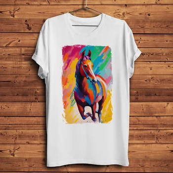 красочная лошадь, слон, орел, Тукан, Забавная натуральная футболка, Мужская повседневная футболка с коротким рукавом, Мужская уличная футболка