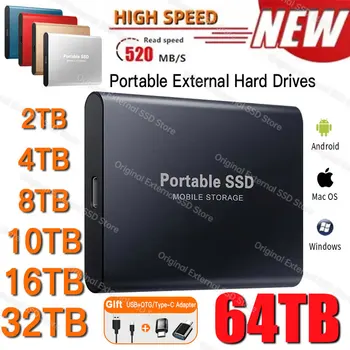 Внешний жесткий диск 1 ТБ Портативный SSD-накопитель 2 ТБ Твердотельный накопитель Мобильные жесткие диски для Ps5 Новые высокоскоростные жесткие диски для ноутбуков