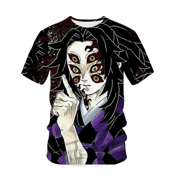 Популярная аниме-футболка Demon Slayer 3D Harajuku, модная повседневная футболка, мужская, женская, для косплея, летняя футболка оверсайз с круглым вырезом, топы 6XL
