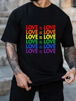 Love is love Rainbow ЛГБТ-модный тренд, новинка, персонализированная удобная повседневная мужская футболка с коротким рукавом и рисунком