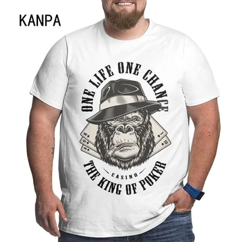 Мужские графические футболки Wild Card King с обезьянками и покерными картами для больших и рослых - идеальный подарок на День отца, белый 6xl