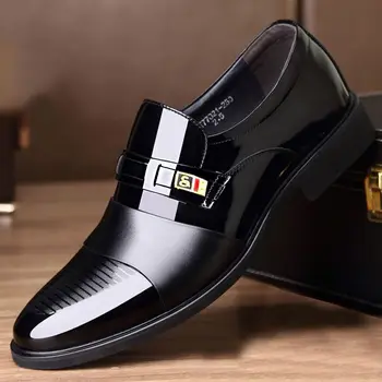 Модная высококачественная кожаная обувь для мужчин, Лоферы, мужская обувь в деловом стиле, официальные модельные туфли без застежки, Мужские оксфорды, обувь