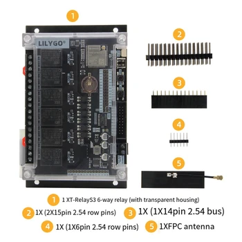 LILYGO T-Relays3 ESP32-S3 6-Полосная Плата Разработки Реле Черный Wifi Bluetooth Плата Расширения Беспроводного Модуля ЖК-Дисплей