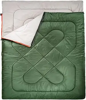 Спальный мешок Amazon 3 сезона 40 градусов по Фаренгейту для кемпинга и пеших прогулок, для двоих, оливково-зеленый