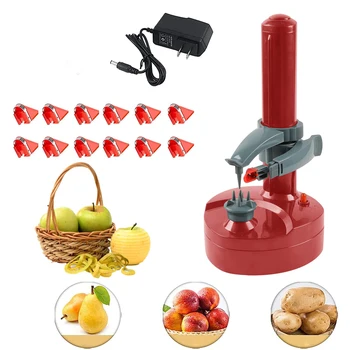 Электрическая картофелечистка, Автоматическая овощечистка яблок для фруктов и овощей с 12 сменными лезвиями, инструмент для чистки кожуры