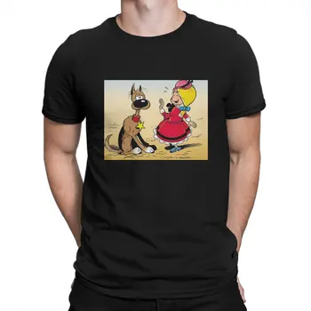 Мужские футболки с милой собачкой, хлопковая одежда Lucky Luke, повседневная футболка с круглым вырезом и короткими рукавами, идея подарка, футболка