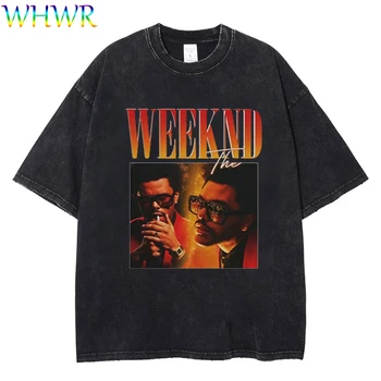 Винтажные футболки The Weeknd, ретро-футболка, уличная одежда, футболки, мужские, женские рубашки с короткими рукавами, повседневные футболки оверсайз, выстиранные футболки