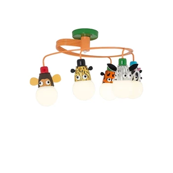 Скандинавский светодиодный подвесной светильник с несколькими головками для спальни, кабинета, игрушечной комнаты, прохода, Люстра для освещения животных из кованого железа и смолы