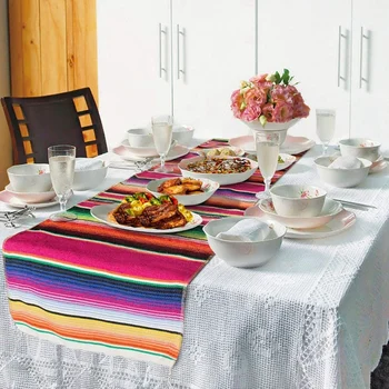 2шт Мексиканская настольная дорожка 14 X 108 дюймов Для Мексиканской вечеринки, свадебных украшений, обеденного стола для пикников на открытом воздухе
