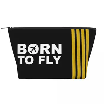 Born To Fly Captain Stripes Flight Pilot Сумка для туалетных принадлежностей Авиатор Косметический Органайзер для макияжа Для хранения женской косметики Dopp Kit Case