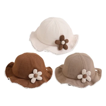 Детская шапочка унисекс для девочек и мальчиков, летняя защита, панама, шапка с цветами, кепка 066B