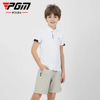 Детские футболки для гольфа PGM С коротким рукавом, Летние Впитывающие Быстросохнущие Рубашки Для Гольфа Для Мальчиков, Дышащие Ткани Против Пота
