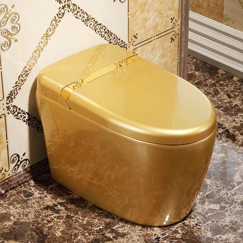 Умный Встроенный Золотой Унитаз Мгновенный нагрев без бачка Автоматическая Сушка с откидным сливом Умный Туалетный комод туалет