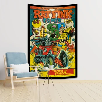 Забавный плакат с крысой Финк, Гобелен, Легендарное настенное декоративное искусство, Реклама, висящий логотип Ft Спальня в общежитии