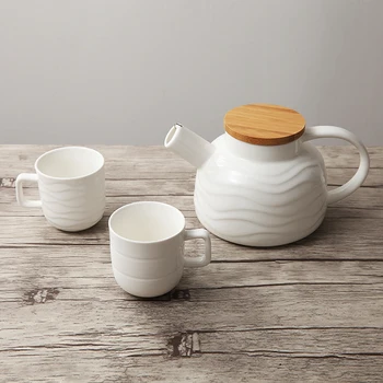 Простая Цветная Глазурь в японском стиле, Чисто Белая Керамическая Чашка для чая, Набор Горшков, Домашний Креативный Цветочный Чайник, Чашка для воды для послеобеденного чая