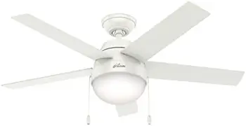 , 59266, 46-дюймовый потолочный вентилятор Anslee Fresh White со светодиодной подсветкой и выдвижной цепочкой