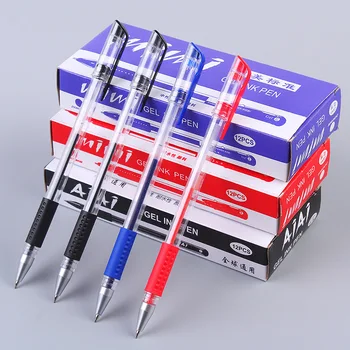 Коробка из 12 гелевых ручек европейского стандарта длиной 0,5 м, черно-синяя и красная ручка на водной основе, офисные канцелярские принадлежности, карбоновая ручка на масляной основе