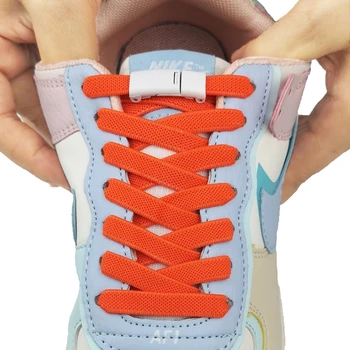 Новый Металлический магнитный замок Эластичные шнурки для обуви шнурки для кроссовок Взрослые Дети на плоской подошве шириной 8 мм Резиновые шнурки для обуви без завязок Аксессуары для обуви